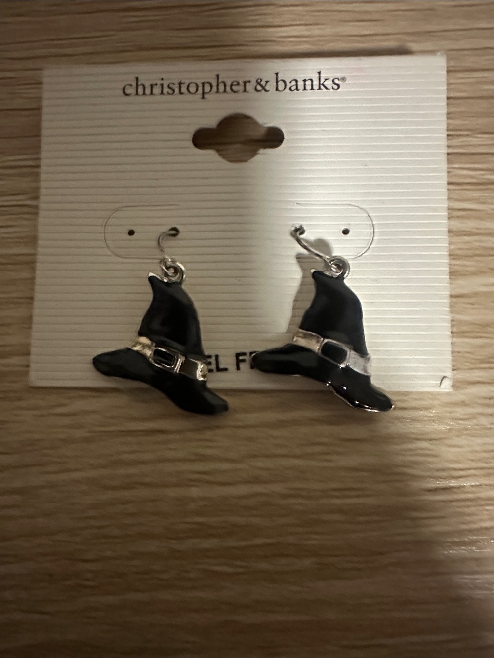 Christopher & Banks Black Witch Hat Hook Earrings NWT
